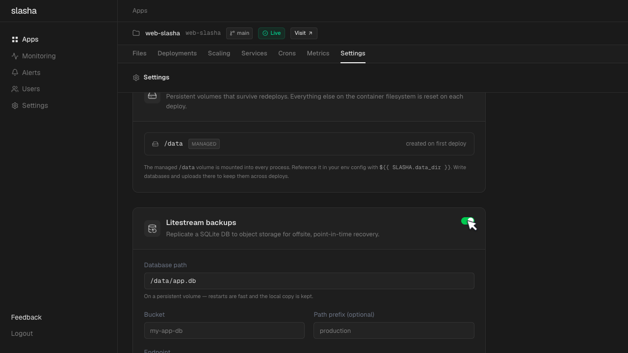Litestream Backups